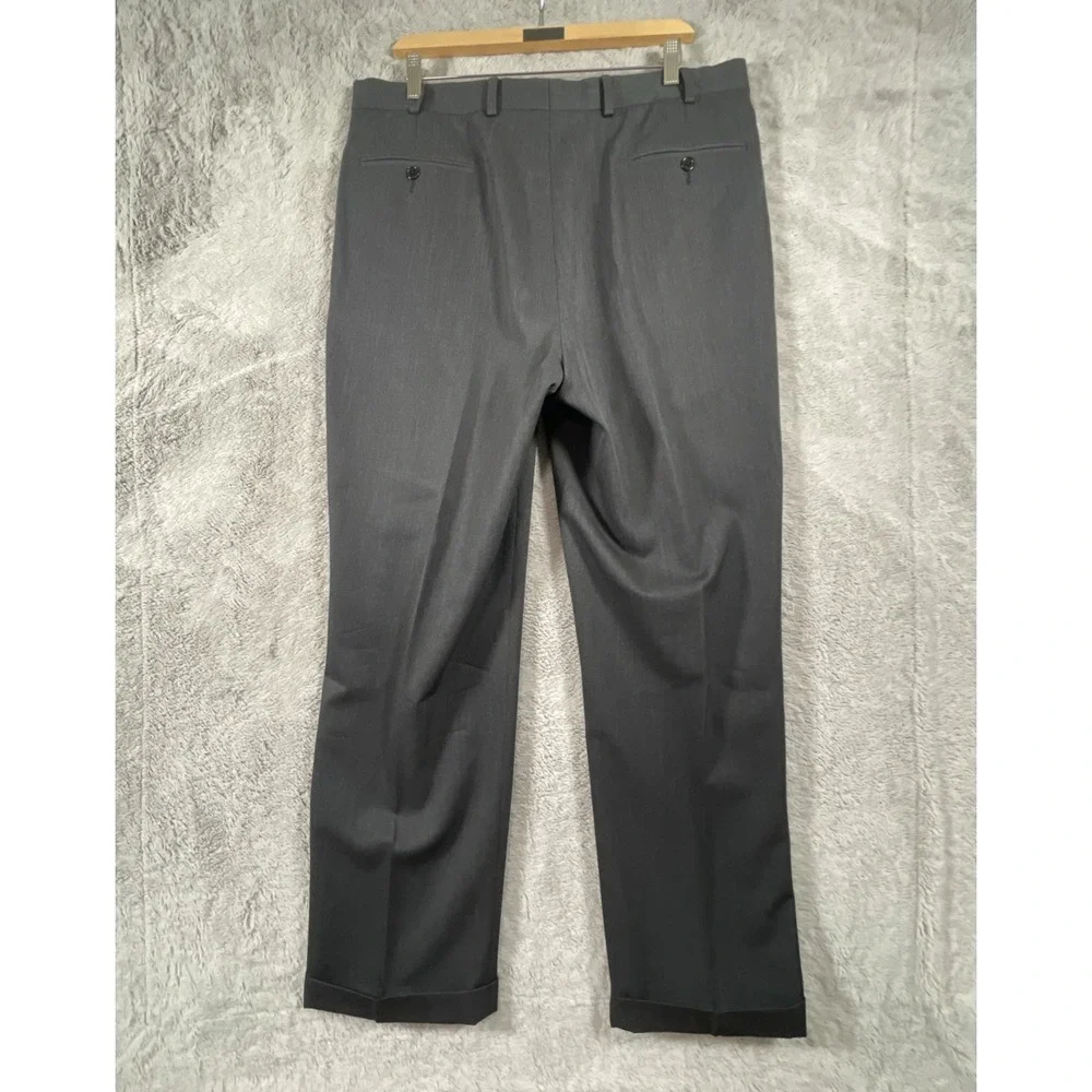 Brooks‎ Brothers Dress Pants Men 36x32 346 Charcoal Grey Wool Pleated Cuffed EUC